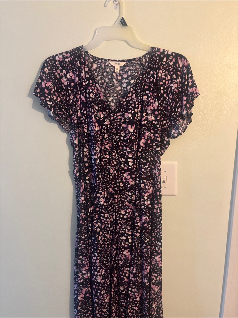 Terra & Sky Black Maxi Dress with Pink Floral Print
